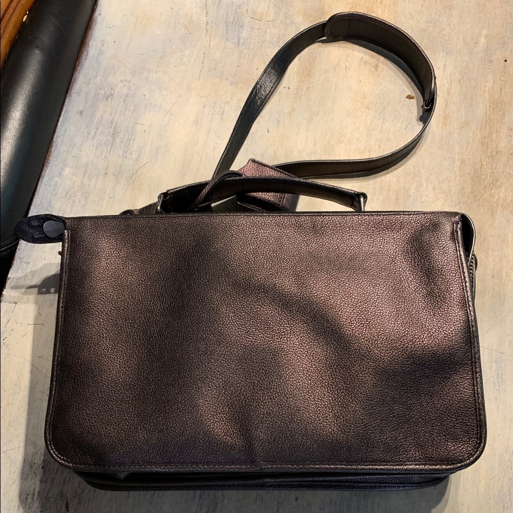 Coach Metallic Leather Messenger Bronze - Picture 3 of 6